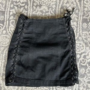 CARMAR DENIM LACE UP MINISKIRT